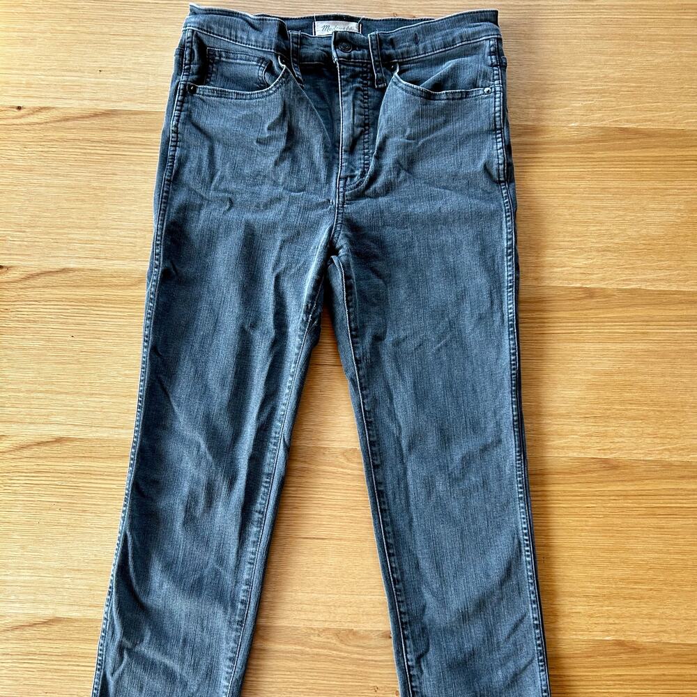 Madewell Jeans Black Grey Gray Raw Edge Stovepipe Straight